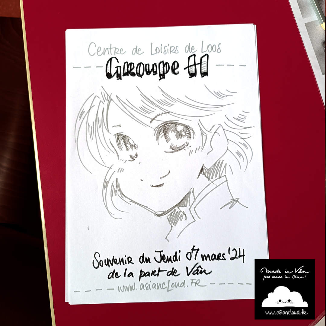 Croquis de personnage manga noir et blanc fait en 10 minutes