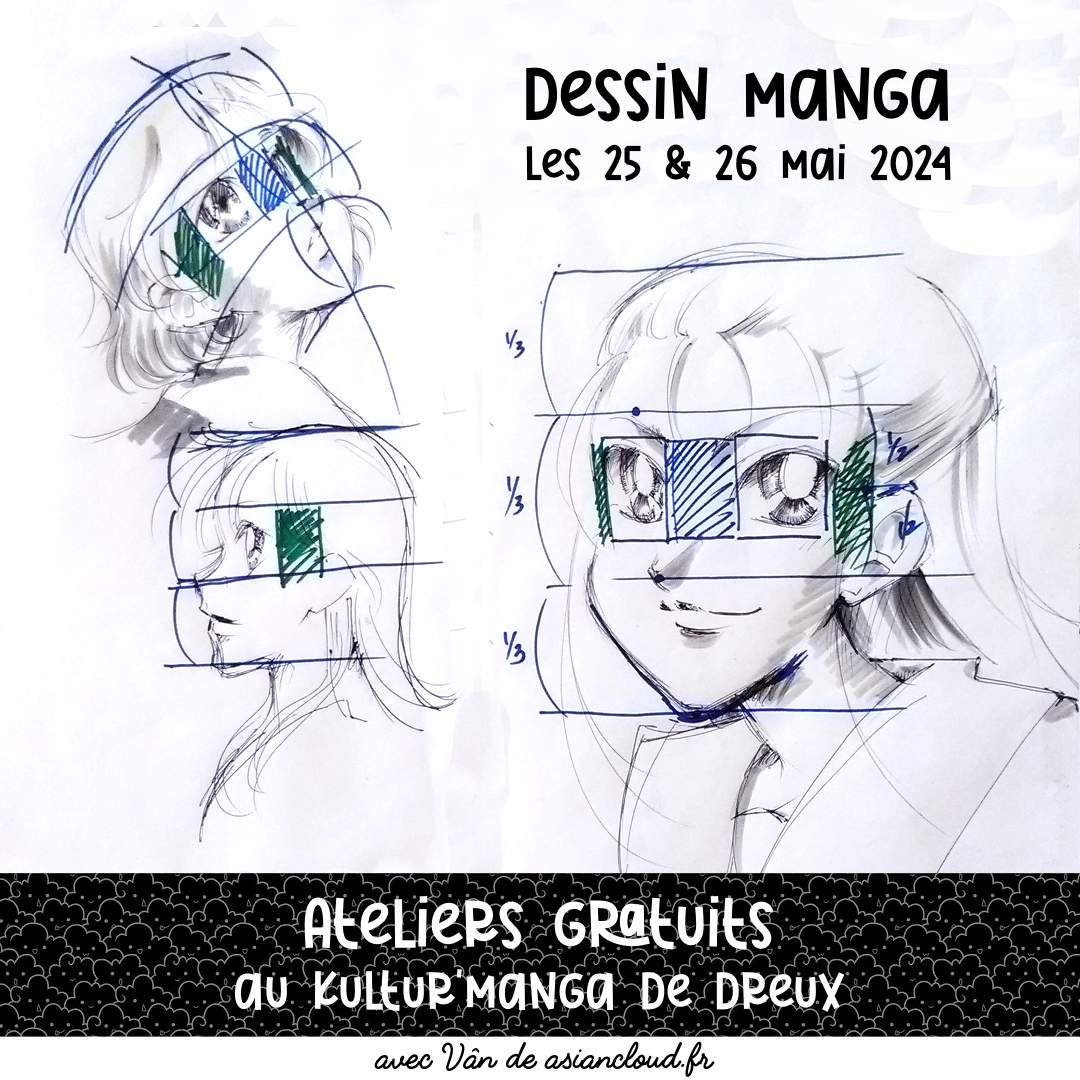 dessins en noir et blanc de visages adolescents avec guide de proportions en