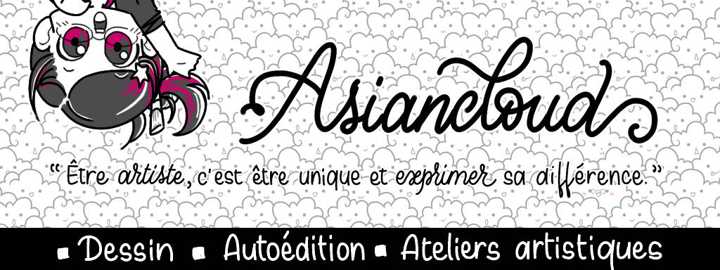 Bannière doodle nuage asiatique et chibi kawaii